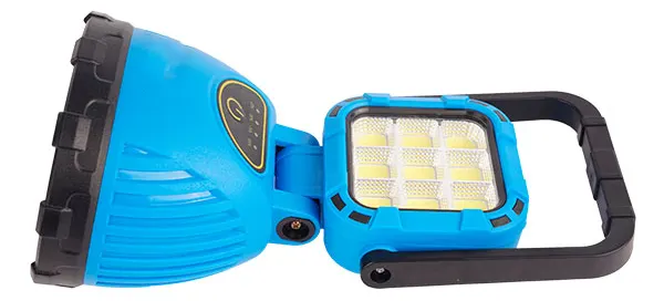 كشاف يدوي محمول قابل لاعادة الشحن، شحن بالطاقة الشمسية، أزرق