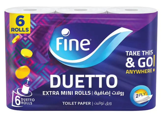 مناديل تواليت فاين دويتو ،2 طبقة ،6 قطع رول