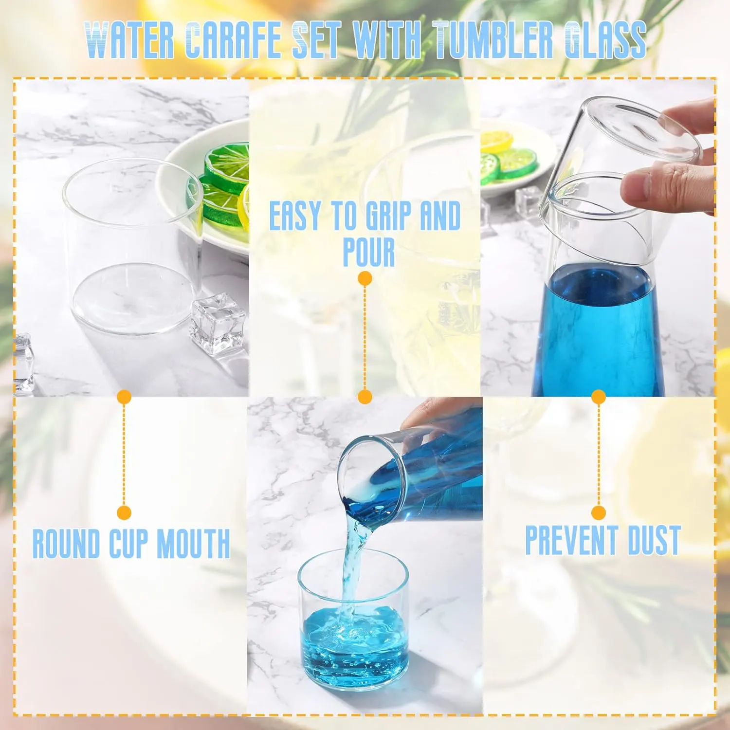 إبريق ماء زجاجي ، زجاج، 500 مل، شكل كوب، شفاف