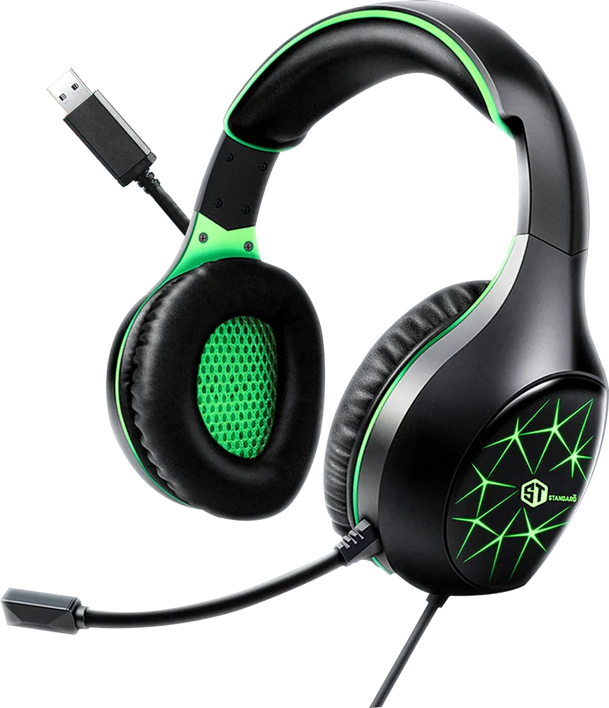 سماعة رأس سلكية للألعاب، سلكية، ميكروفون، ضوء LED ، أسود، GM-2100 G