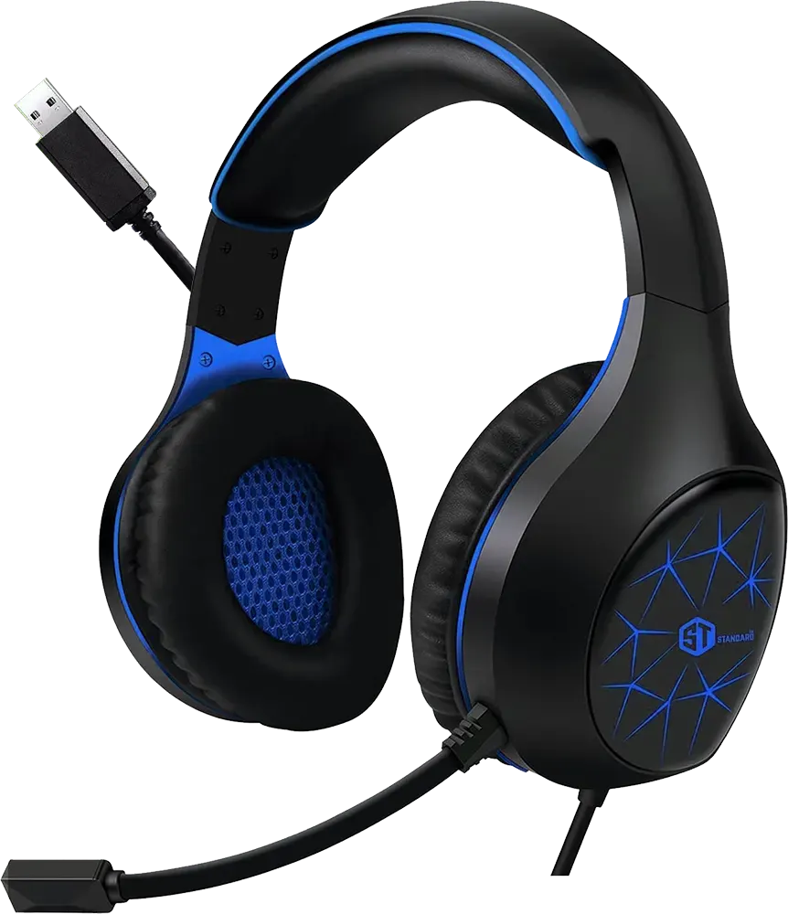 سماعة رأس سلكية للألعاب، سلكية، ميكروفون، أسود*ازرق، GM-2100ENC