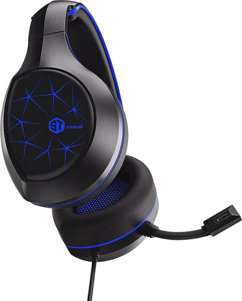 سماعة رأس سلكية للألعاب، سلكية، ميكروفون، أسود*ازرق، GM-2100ENC