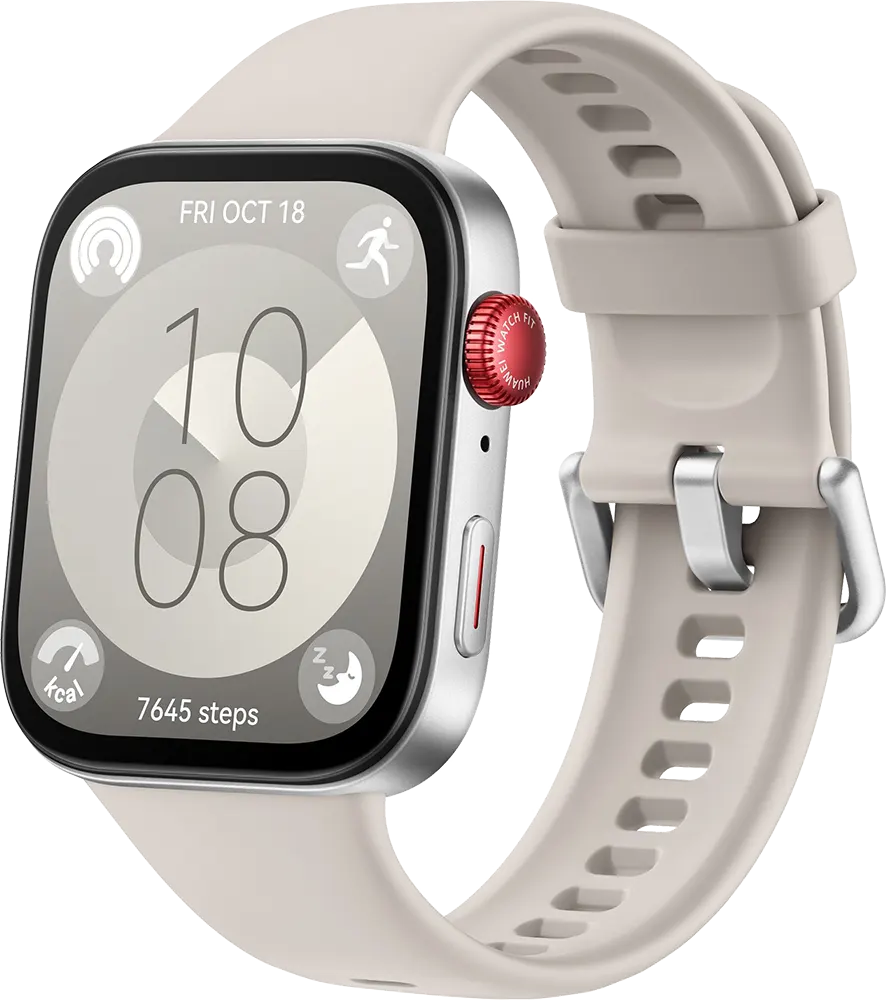 ساعة هواوي فيت 3 ذكية، شاشة اموليد 1.82 بوصة، سوار مطاطي، مقاومة للماء، أبيض