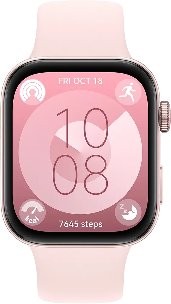 ساعة سمارت هواوي فيت 3، شاشة اموليد 1.82 بوصة، سوار مطاطي، مقاومة للماء، بينك