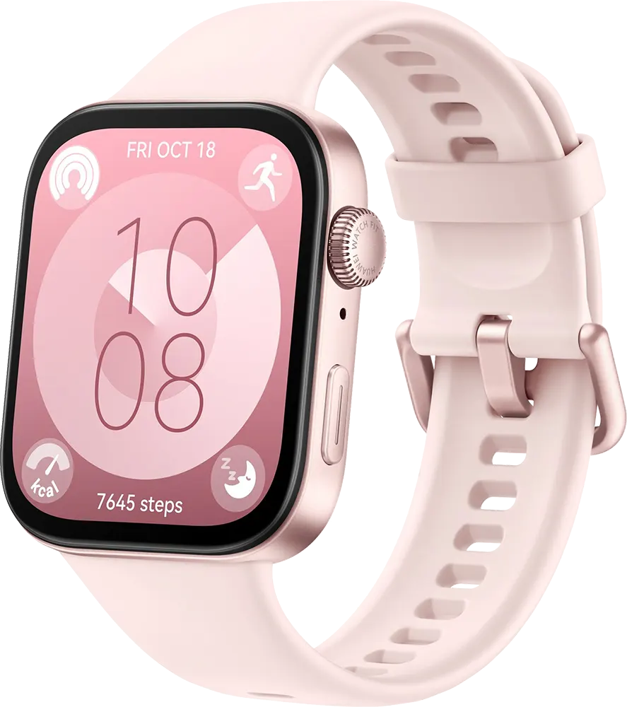 ساعة سمارت هواوي فيت 3، شاشة اموليد 1.82 بوصة، سوار مطاطي، مقاومة للماء، بينك