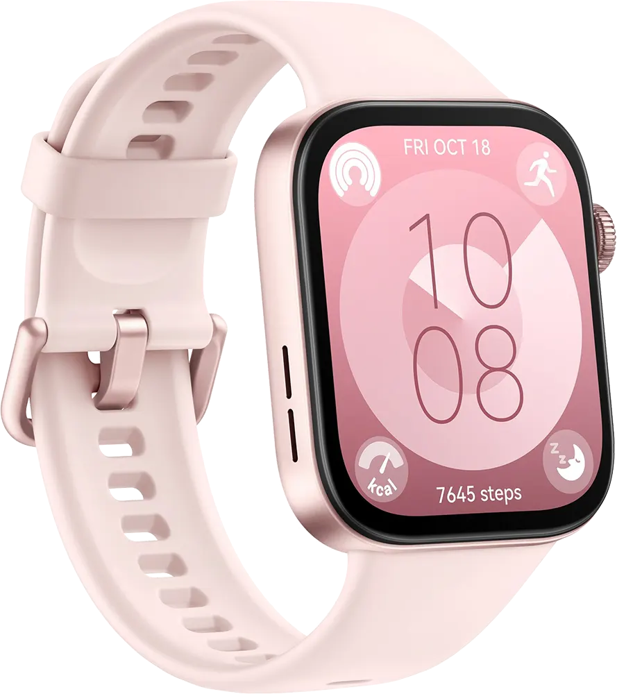 ساعة سمارت هواوي فيت 3، شاشة اموليد 1.82 بوصة، سوار مطاطي، مقاومة للماء، بينك