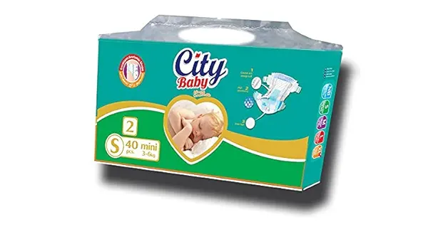 حفاضات سيتي بيبي للاطفال مقاس 2، 3-6 كجم ، 40 حفاضة