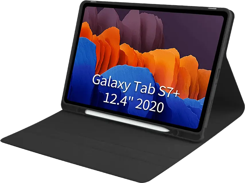 جراب قابل للطي لجهاز سامسونج تاب S7 بلس من بيونس، مع لوحة مفاتيح بلوتوث ذكية قابلة للشحن ، أسود