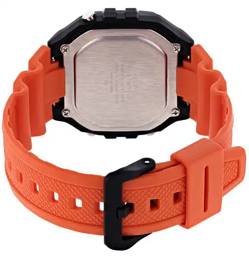 Casio Men's Round Shape Resin Strap Digital Wrist Watch, Orange , W-218H-4B2VDF