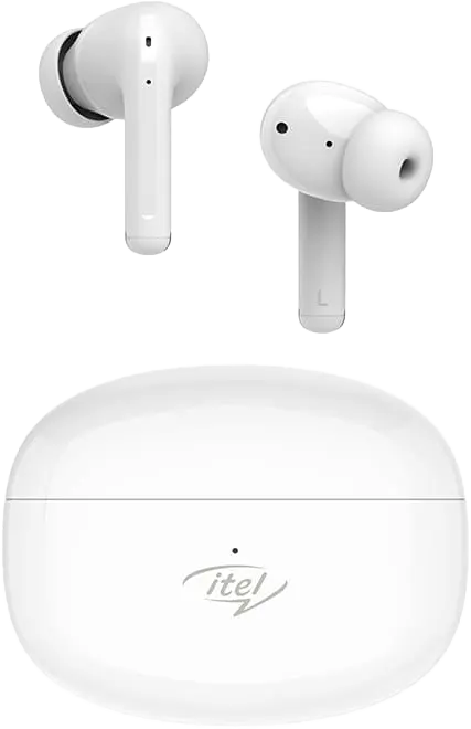 سماعة ايربودز ايتل T31 ترو، إلغاء الضوضاء، مقاومة للماء IPX5، بطارية تشغيل 30 ساعة، أبيض