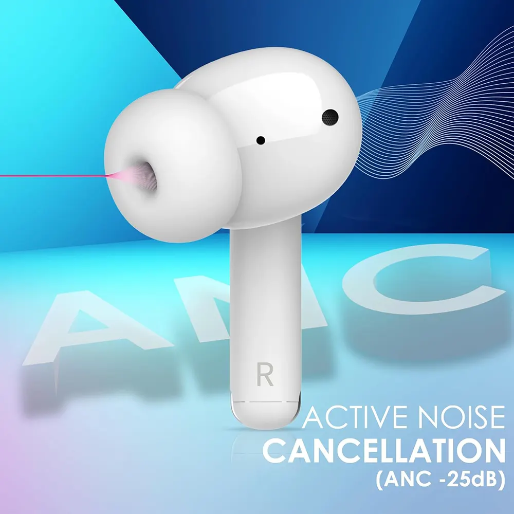 سماعة ايربودز ايتل T31 ترو، إلغاء الضوضاء، مقاومة للماء IPX5، بطارية تشغيل 30 ساعة، أبيض
