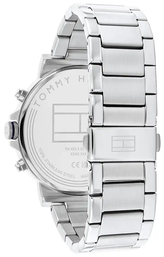 ساعة تومي هيلفيغر رجالي، عقارب، سوار ستانلس ستيل، فضي، 1710588