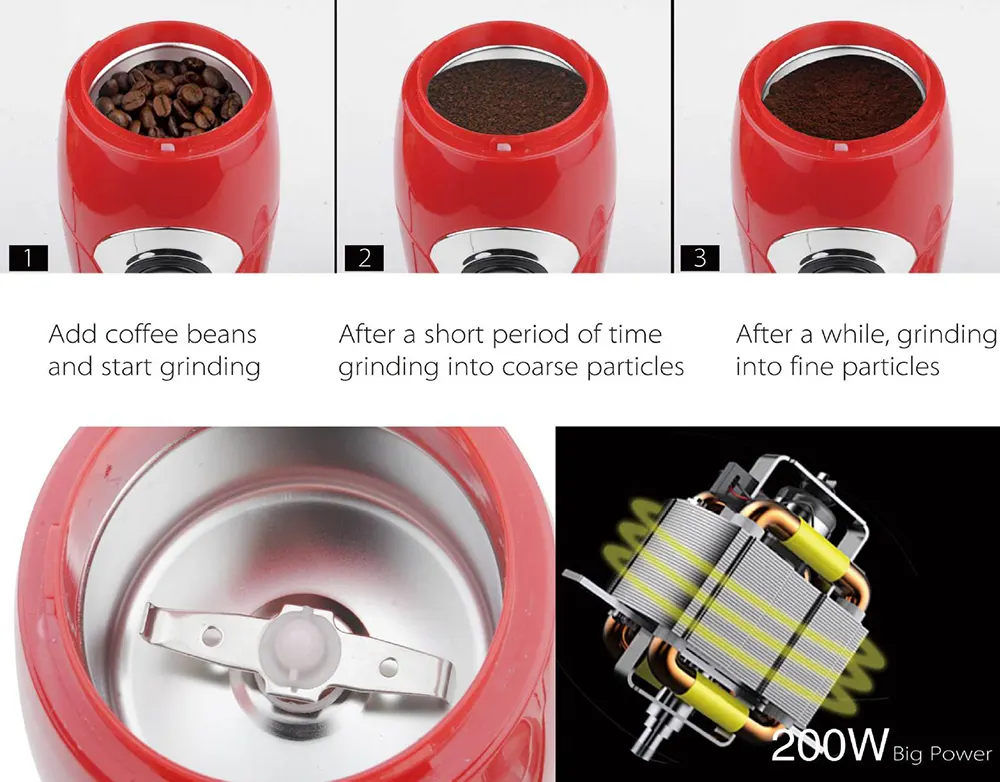 مطحنة بن دي اس بي، 200 وات، بلاستيك، أحمر-أبيض، KA3002