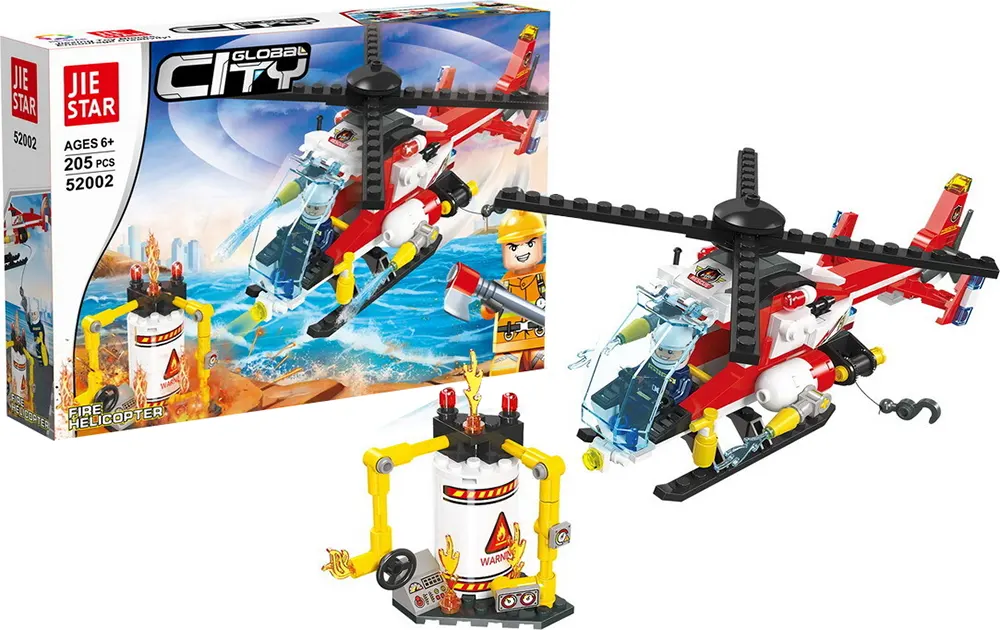 مكعبات جي ستار  سيارة إطفاء هليكوبتر جلوبال سيتي، 205 قطعة، 52002