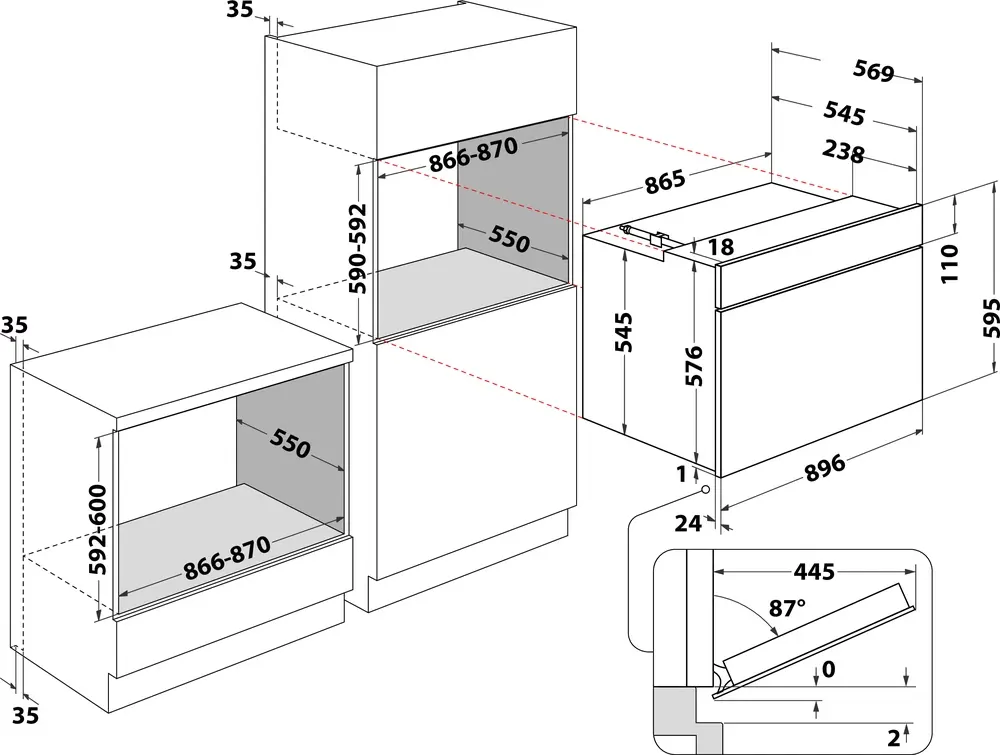 فرن انديست بلت إن 90 سم، غاز، 106 لتر، شواية كهرباء، ستانلس ستيل، فضي ، IGESM53G