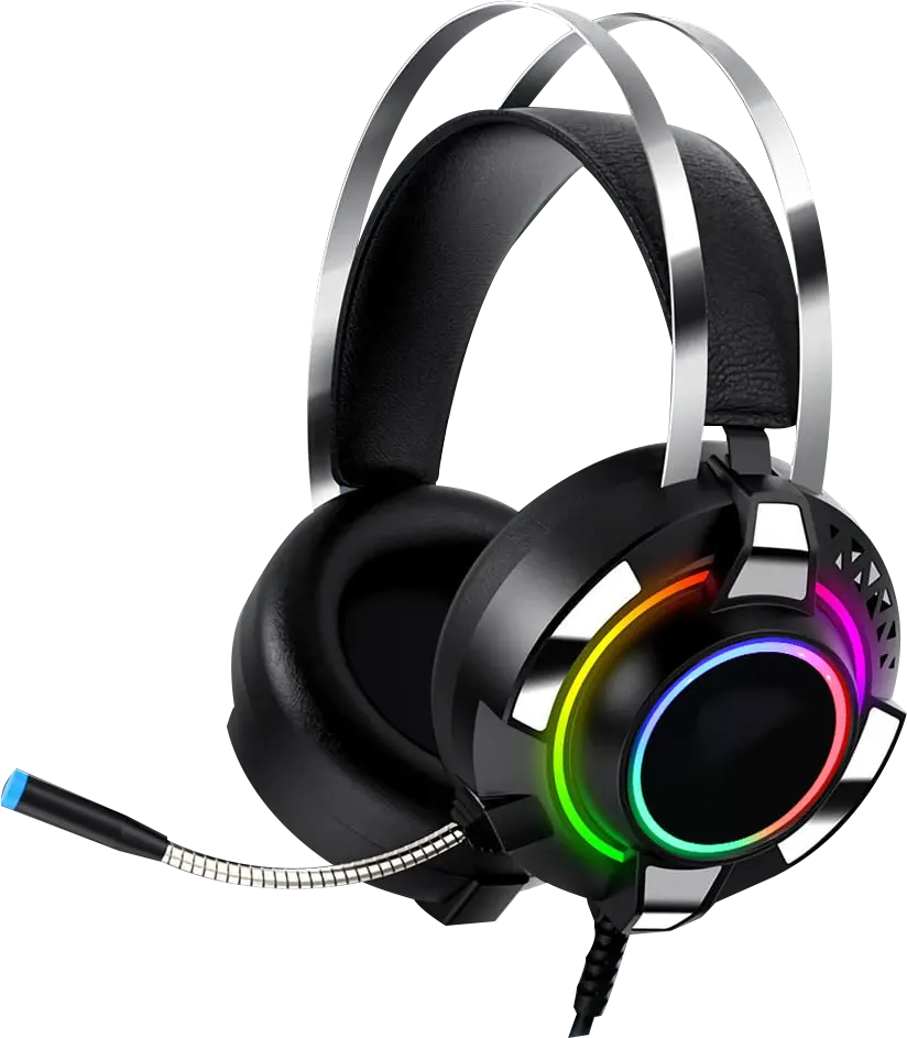 سماعة رأس سلكية للألعاب USB من فوريف، إضاءة RGB ملونة ، ميكروفون مدمج، أسود، FV-M9