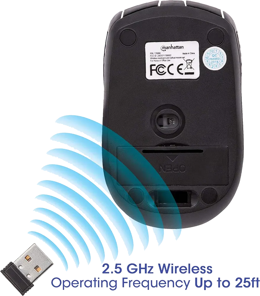 لوحة مفاتيح وماوس لاسلكية مانهاتن ، أسود، KB717