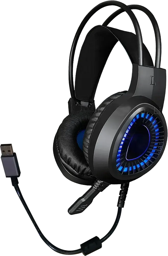 سماعة رأس سلكية للألعاب USB من فوريف، إضاءة ليد ملونة ، ميكروفون مدمج، أسود، FV-M18