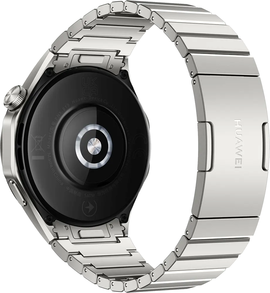 ساعة سمارت هواوي GT4، شاشة اموليد 1.43 بوصة، سوار مطاط ستانلس ستيل، مقاومة للماء، لون فضي