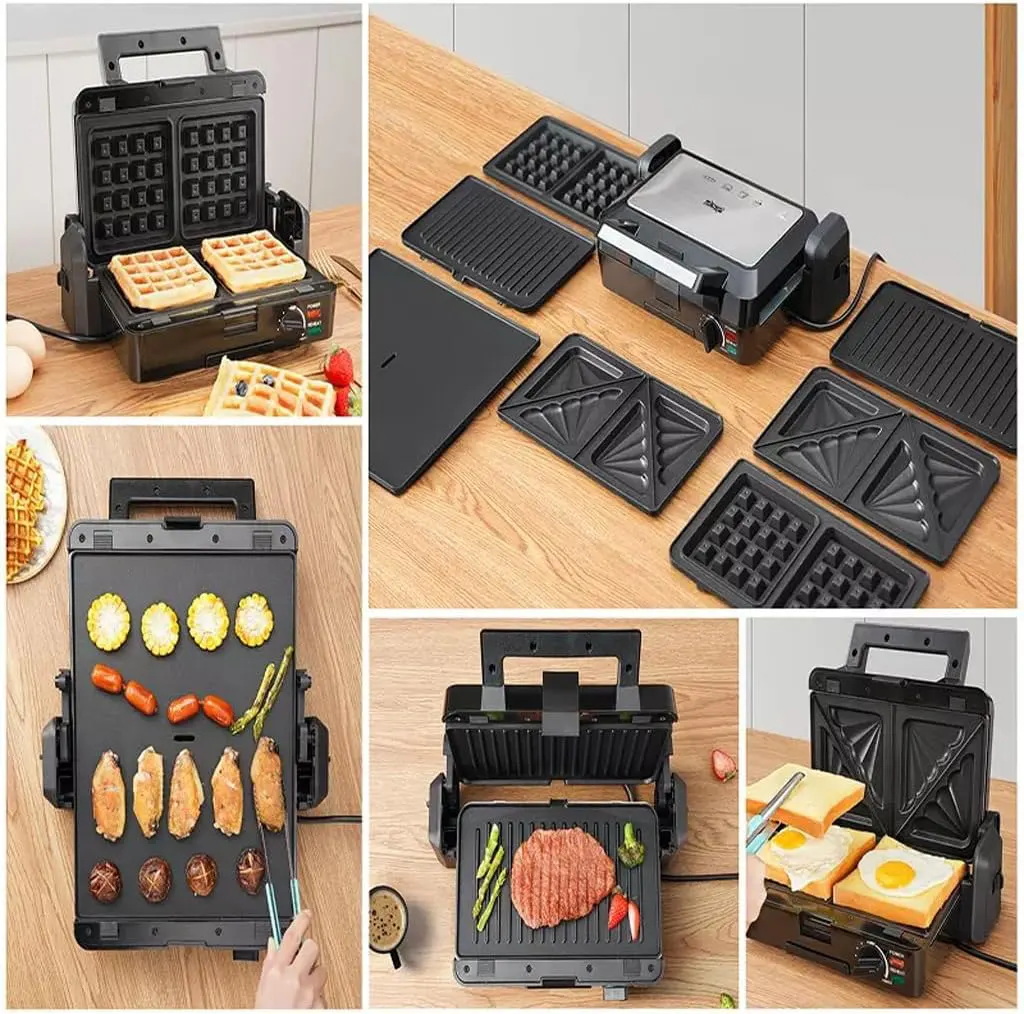 صانع الساندوتش والوافل دي اس بي، 4 شرائح، 1200 وات، أسود، KC1171