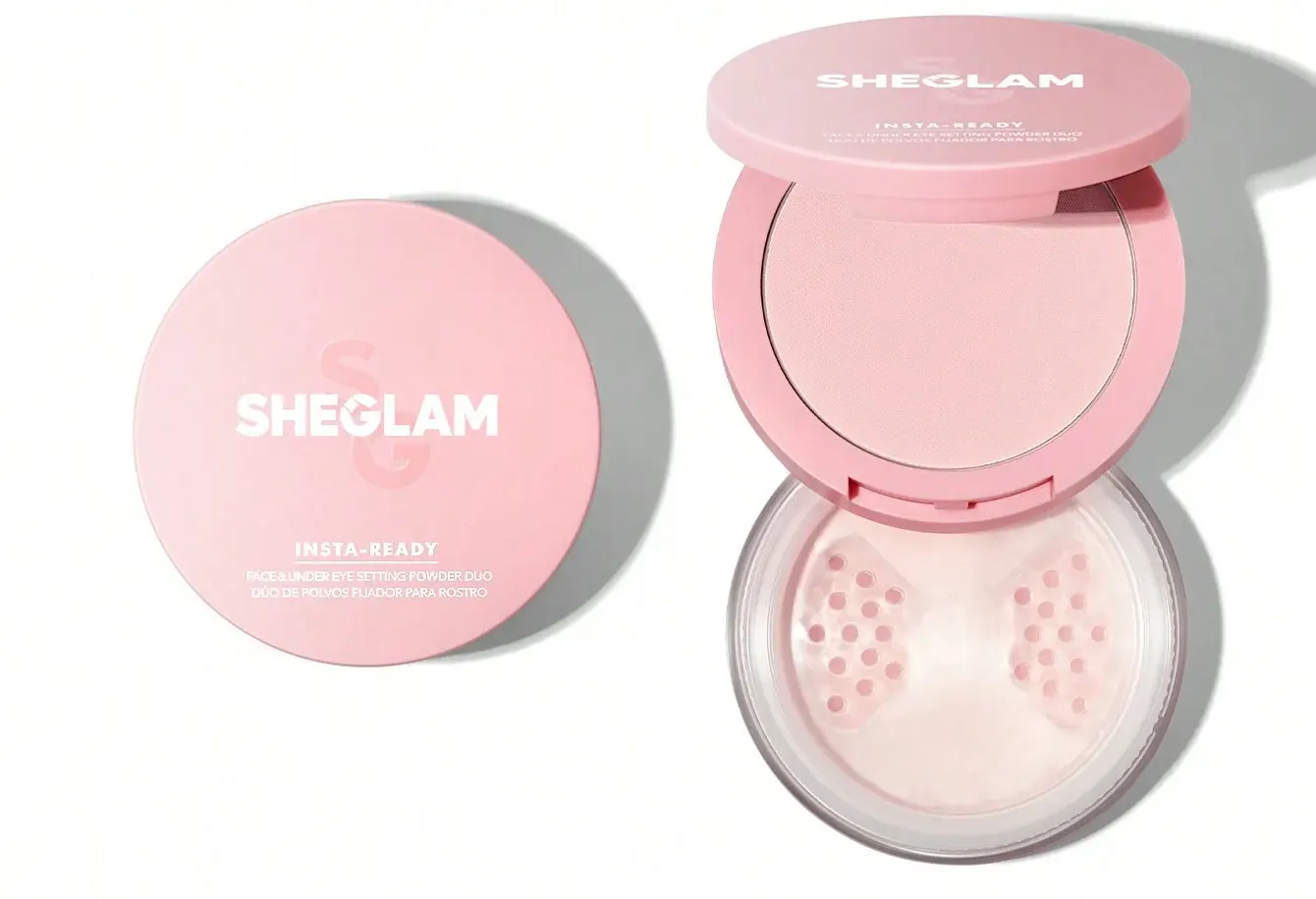 بودره شيجلام انستا ريدي الثنائية لتثبيت الوجه وتحت العين، بينك