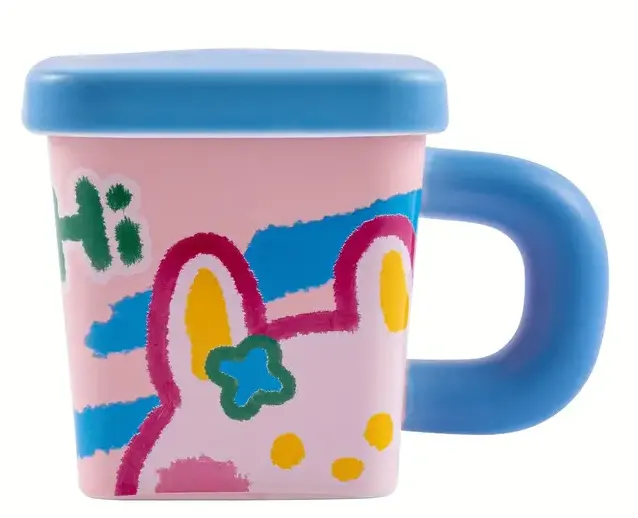 ماج للنسكافية والقهوة برسوم كارتونية من السيراميك، بغطاء،2173