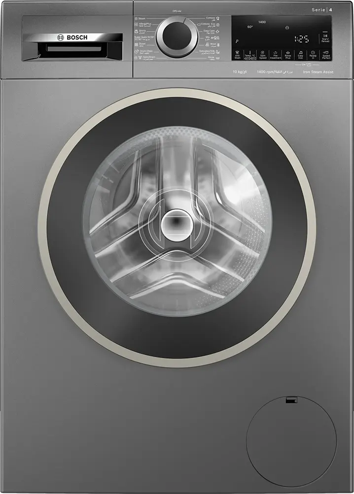 Bosch Full Automatic Washing Machine, Front Loading, 10 Kg, 1400 Rpm, Digital Display, Gray, WGA254ZREG