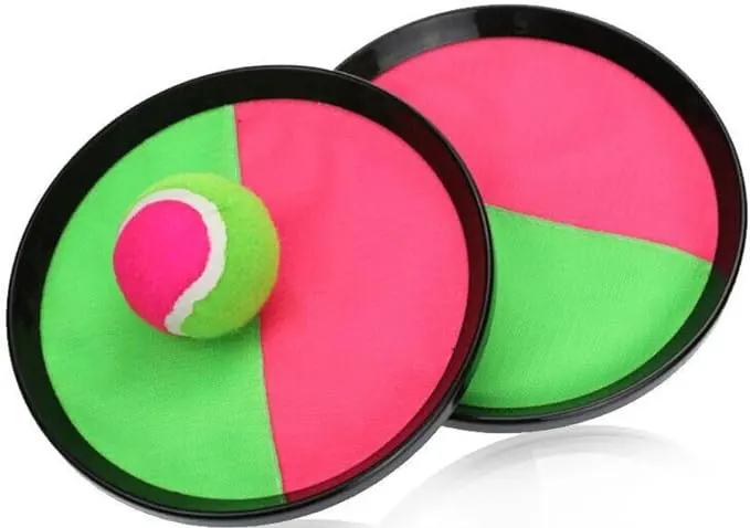 مضرب الكره اللاصقه شبكة قطعتين والكره، بلاستيك، متعدد الألوان