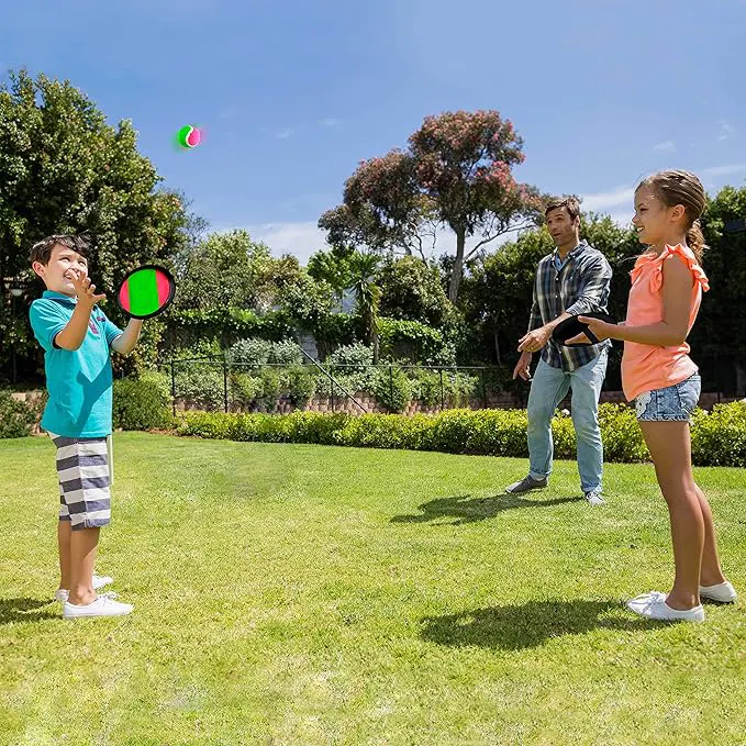 مضرب الكره اللاصقه شبكة قطعتين والكره، بلاستيك، متعدد الألوان