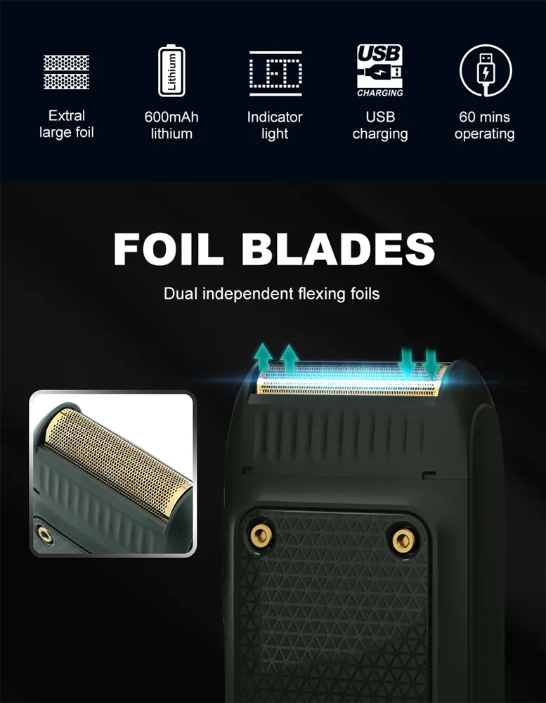 ماكينة حلاقة كهربائية في جي ار لتنعيم الذقن، قابلة للشحن، أخضر-أسود، V-353