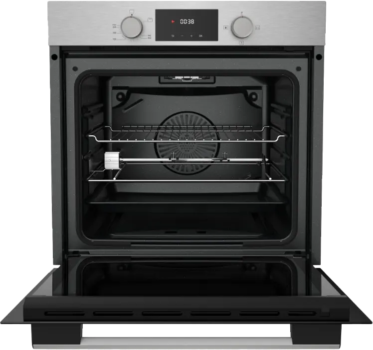 فرن تيفا بلت إن 60 سم، غاز، 82 لتر، شواية غاز، شاشة ديجيتال، ستانلس ستيل، اسود*فضي ، QGSTL INOX DT