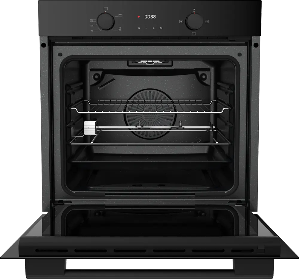 فرن تيفا بلت إن 60 سم، غاز، 82 لتر، شواية غاز، شاشة ديجيتال، أسود ، QGSTL GLASS