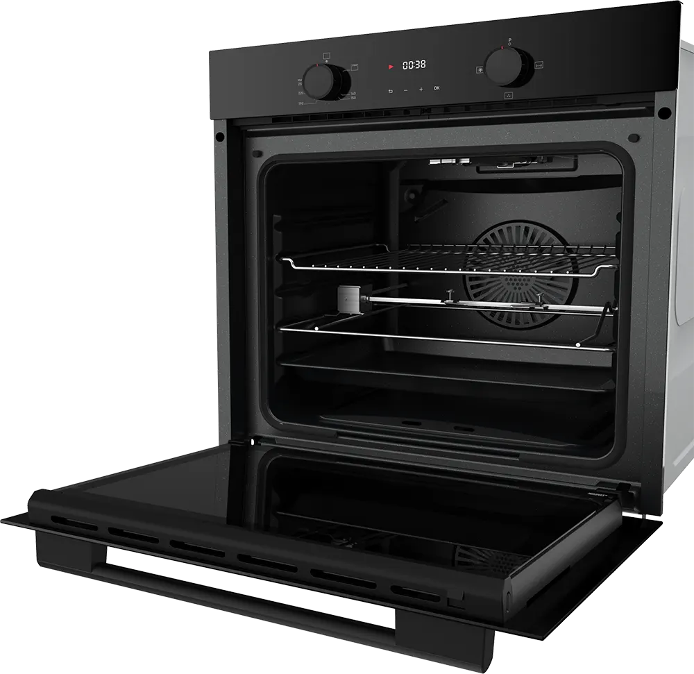 فرن تيفا بلت إن 60 سم، غاز، 82 لتر، شواية غاز، شاشة ديجيتال، أسود ، QGSTL GLASS