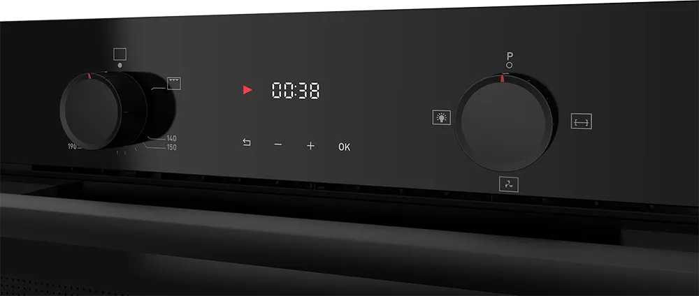 فرن تيفا بلت إن 60 سم، غاز، 82 لتر، شواية غاز، شاشة ديجيتال، أسود ، QGSTL GLASS