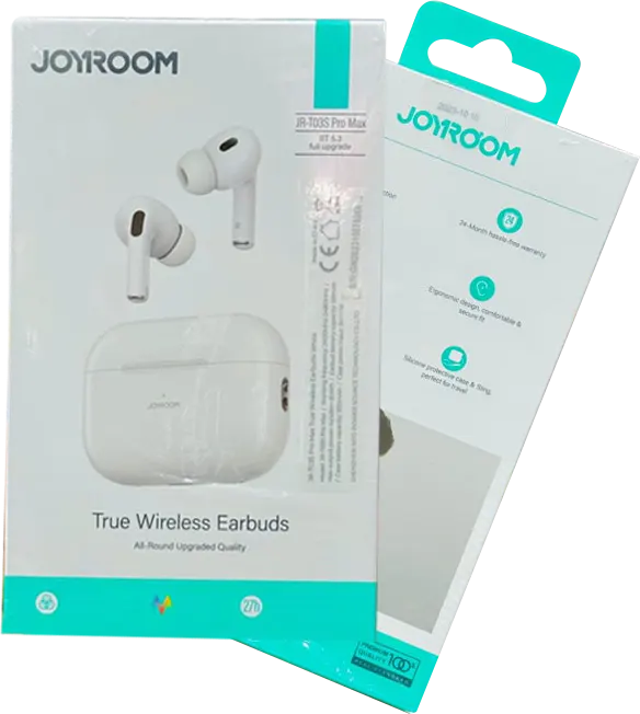 سماعات جوي روم ترو ايربودز، بلوتوث V5.3، بطارية 360 مللي أمبير، أبيض، PRO MAX JR-T03S