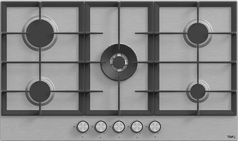 بوتاجاز مسطح بلت ان تيفا، 90 سم، 5 شعلة غاز، حوامل زهر، ستانلس ستيل، فضي، BL041