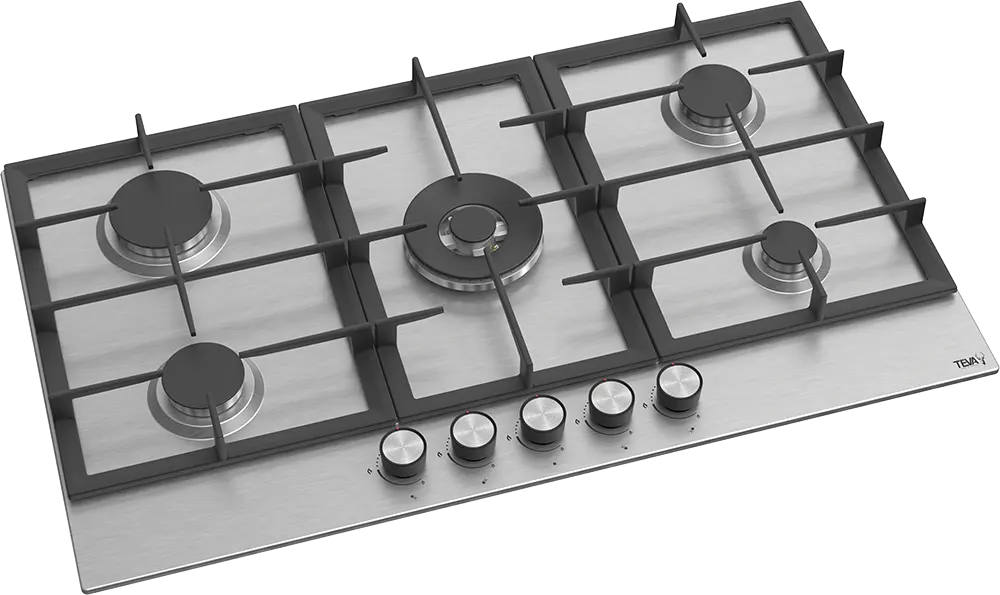 بوتاجاز مسطح بلت ان تيفا، 90 سم، 5 شعلة غاز، حوامل زهر، ستانلس ستيل، فضي، BL041