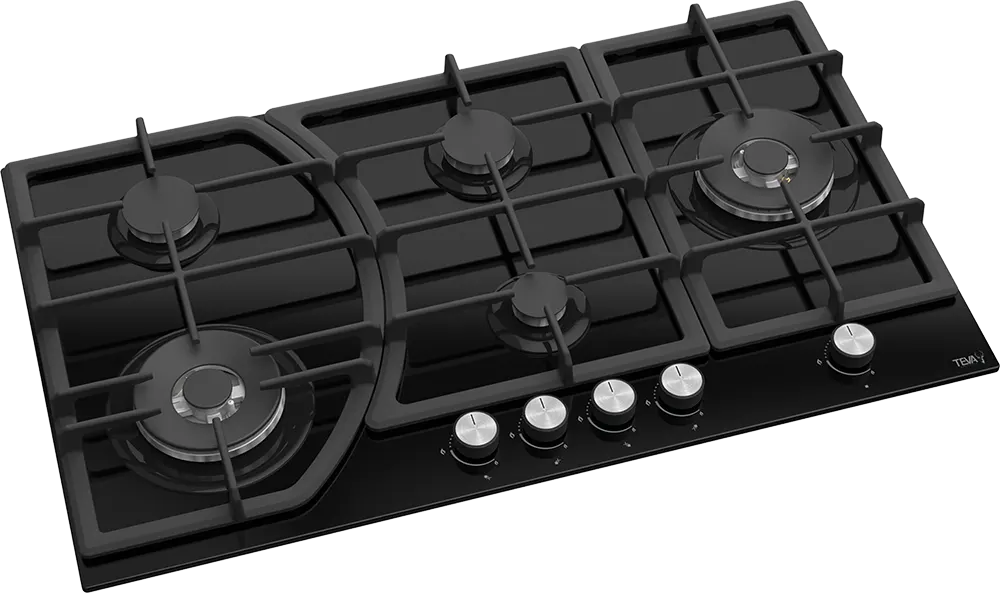 بوتاجاز بلت ان تيفا مسطح، 90 سم، 5 شعلة غاز، حوامل زهر، زجاج، أسود، BF185W