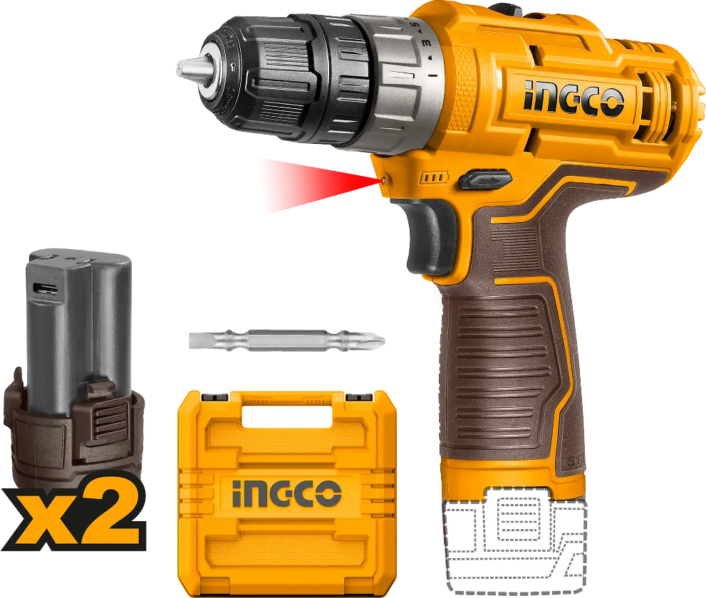 شنيور تخريم إنكو قابل للشحن ، 12 فولت، 2 بطارية 1.5 أمبير، 20 نيوتن، أصفر ، CDLI12202