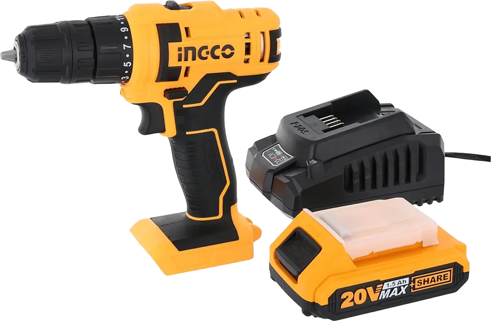 شنيور تخريم إنكو قابل للشحن، 20 فولت، 1 بطارية 1.5 أمبير، 45 نيوتن، 2 سرعة، أصفر، CDLI20051