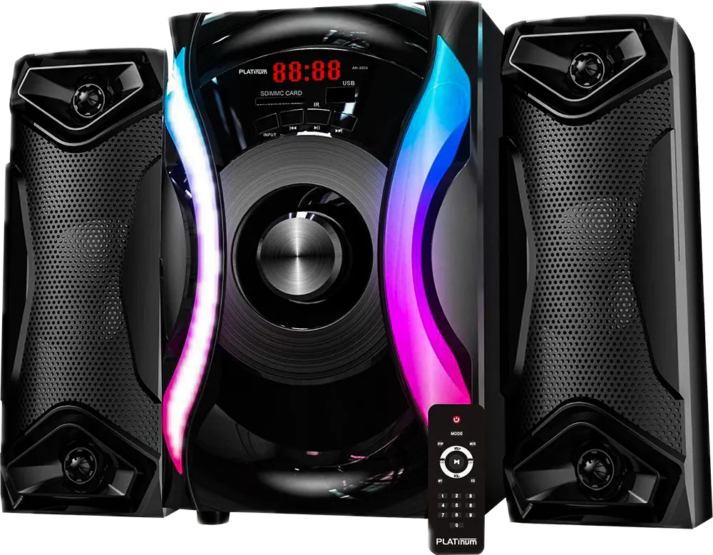 سماعات صب ووفر بلاتينيوم، بلوتوث، منفذ يو اس بي، إضاءة ليد، اسود، AH-4004