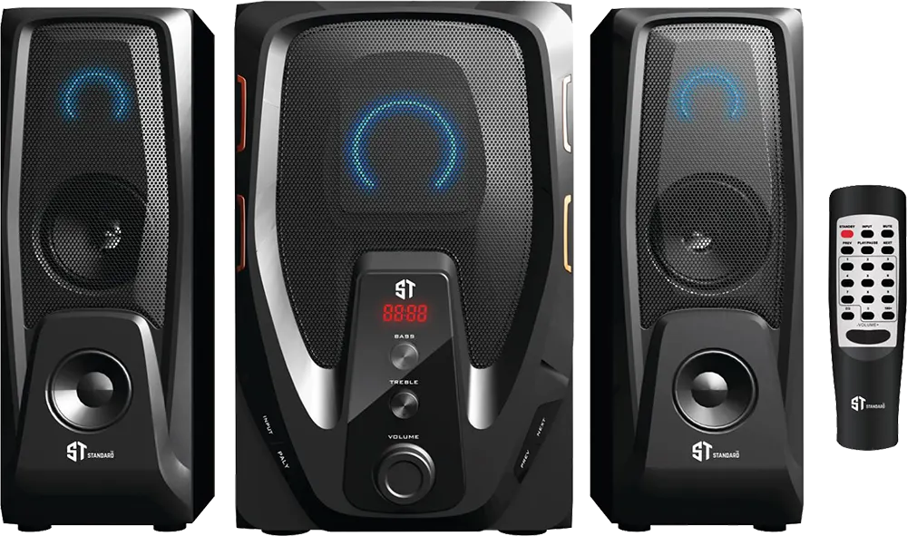 سماعات صب ووفر ستاندرد رور 6400، بلوتوث، منفذ يو اس بي، إضاءة ليد، اسود