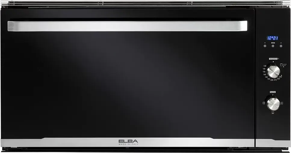 فرن بلت ان البا، 90 سم، غاز، 74 لتر، شواية غاز، شاشة ديجيتال، مروحة، أسود، ELIO 910 G