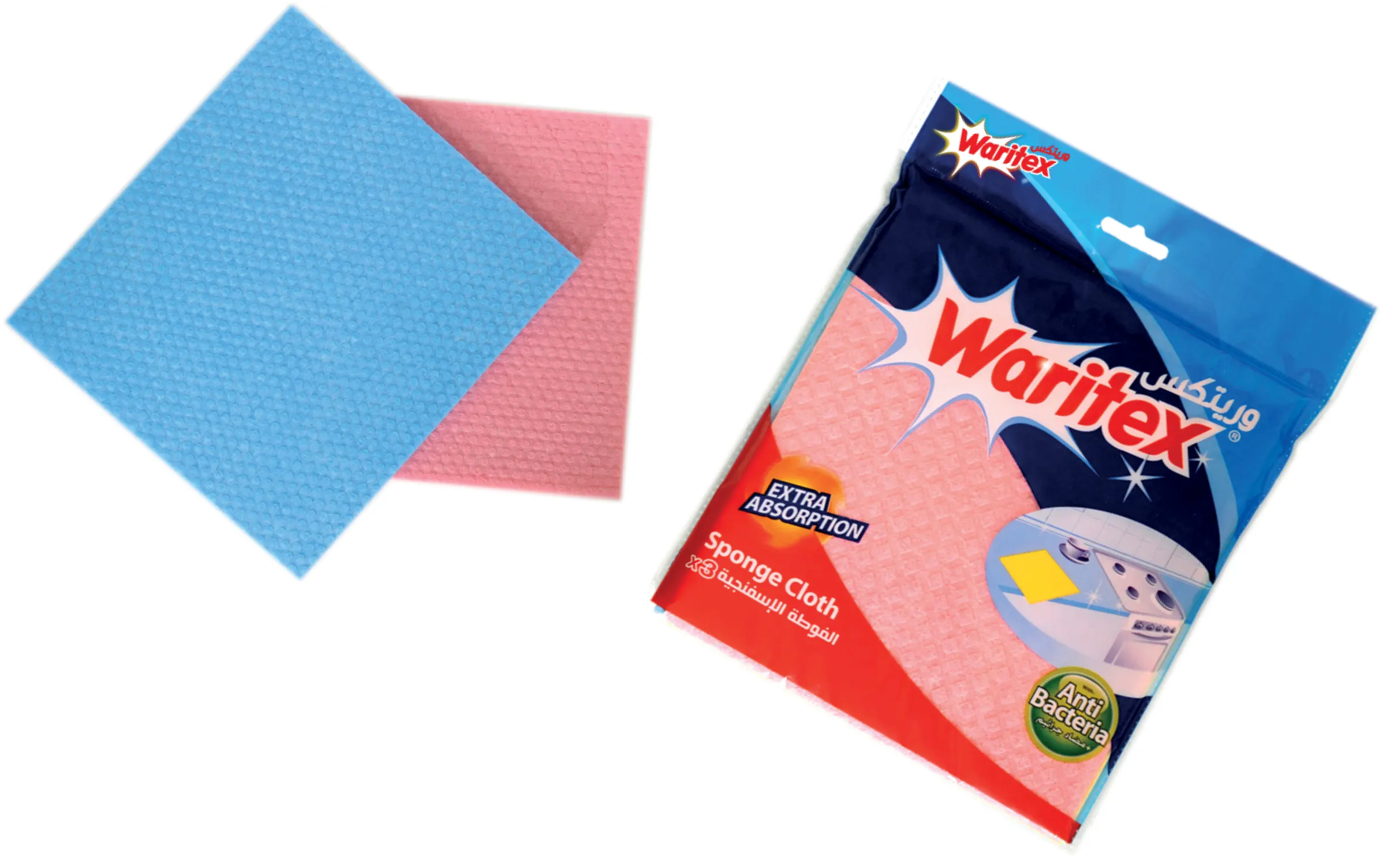 فوطة مطبخ أسفنجية سريعة الامتصاص من وريتكس، 3 قطع،ألوان