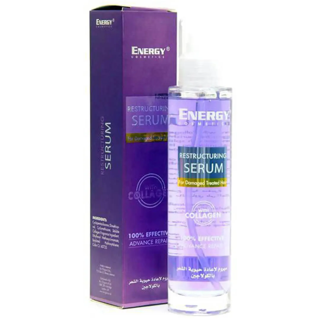 سيروم شعر انيرجي كوزمتكس لاعادة حيوية الشعر التالف بالكولاجين، 100 مل