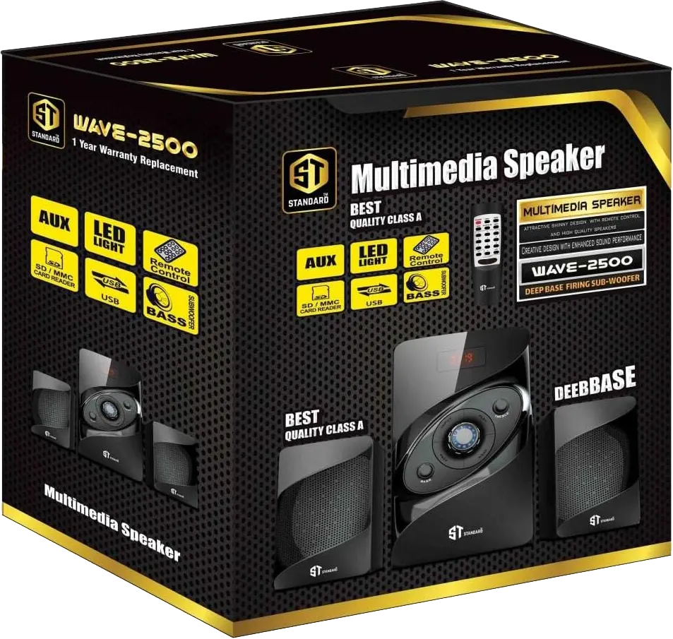 سماعات صب ووفر ستاندرد ويف 2500، بلوتوث، منفذ يو اس بي، اسود