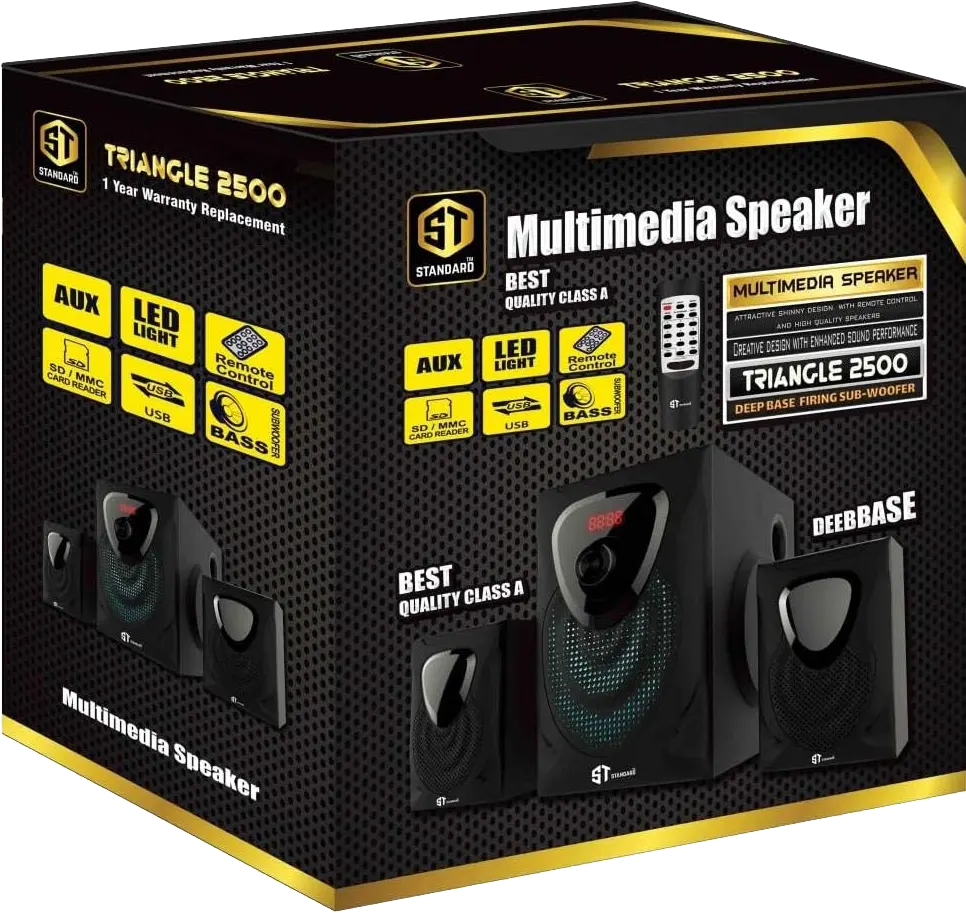 سماعات صب ووفر ستاندرد تريانجل 2500، بلوتوث، منفذ يو اس بي، اسود