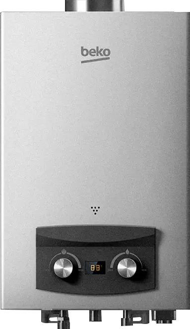 سخان مياه غاز بيكو 6 لتر، شاشة ديجيتال، غاز طبيعي، ادابتور، فضي، BGWH 6LS