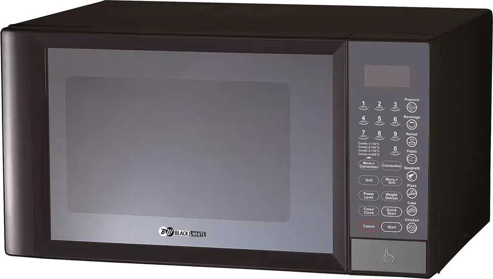 ميكروويف بلاك اند وايت 43 لتر، 1000 وات، شاشة ديجيتال، بشواية، كونفيكشن، أسود، MW-430 DGC