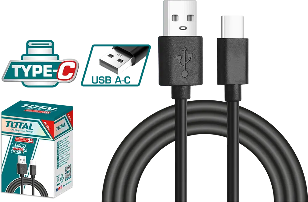 كابل شاحن توتال تولز تايب سي يو اس بي، 1 متر ، TIUCC01